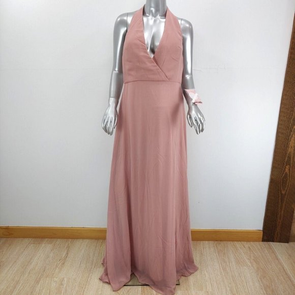 Hey Birdy Moni Convertible Back Bridesmaid Formal Maxi Dress Size L Rose Quarts - Picture 4 of 10